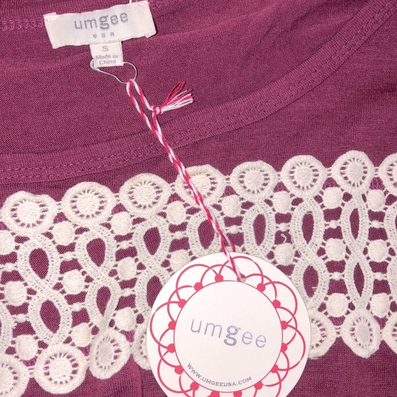 Umgee burgundy lace crochet boho top size small - Picture 4 of 6
